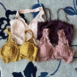 set of 4 aerie lace bralettes